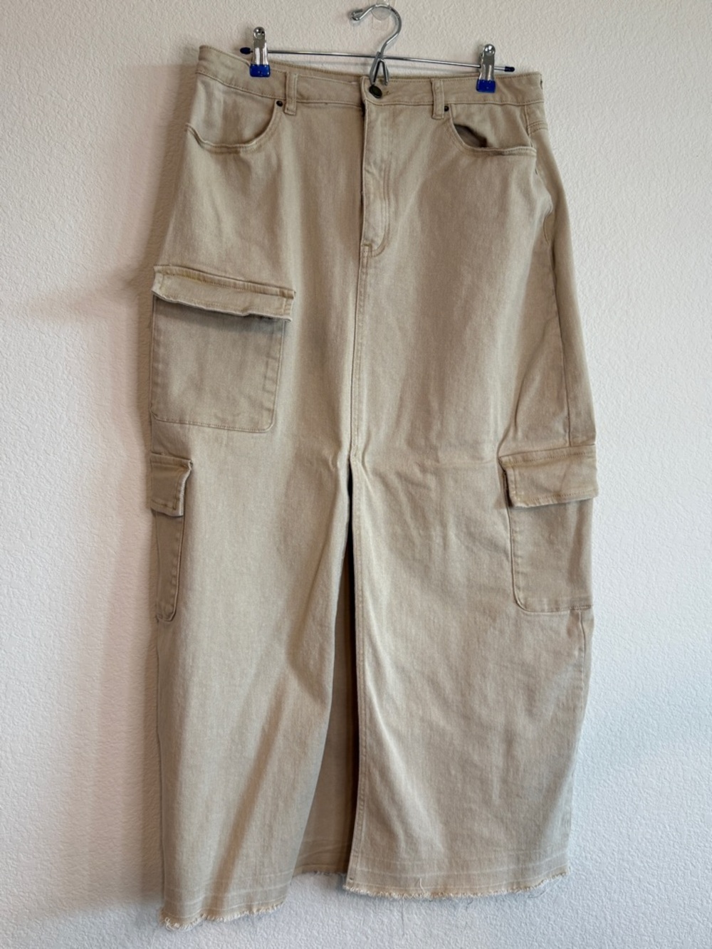 Tinseltown 🤎Cargo Maxi Skirt 15 Khaki Y2K Streetwear Heavy Denim